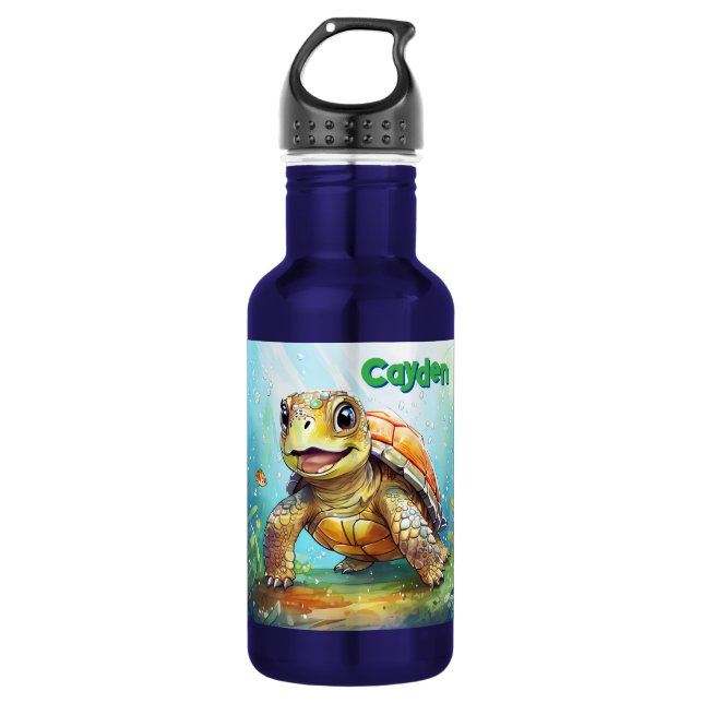 Cute Sea Turtle Personalised 532 Ml Water Bottle (Front)