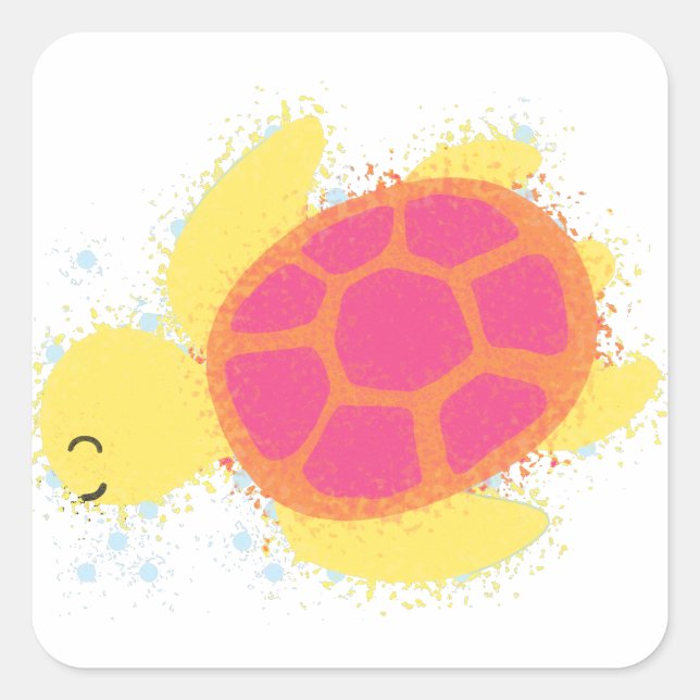 Cute Sea Turtle Square Sticker (Front)