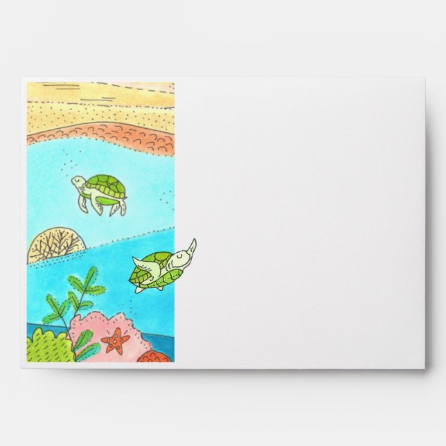 Cute Sea Turtle Stationery Envelope (Front)