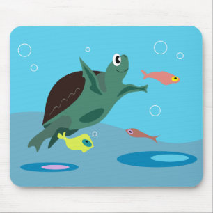 Cute Sea Turtle Under the Sea Art Mouse Pad