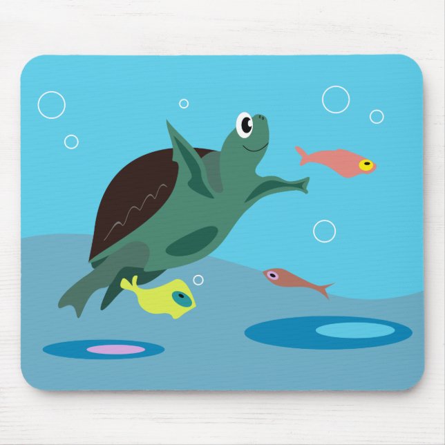 Cute Sea Turtle Under the Sea Art Mouse Pad (Front)