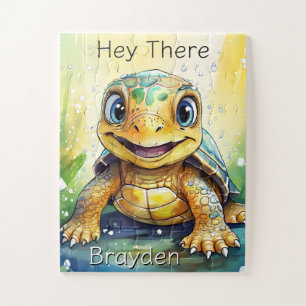 Cute Sea Turtle Under the Sea Personalised Jigsaw Puzzle