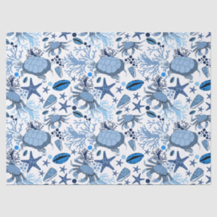 Cute sea turtles crabs tiled pattern party tissue paper