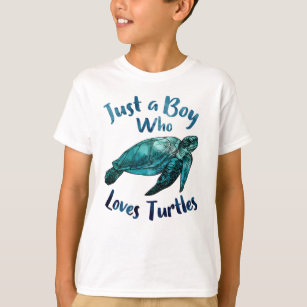 Cute Sea Watercolor Just A Boy Who Loves Turtles T-Shirt