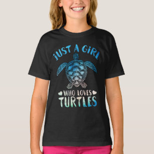 Cute Sea Watercolor Just A Girl Who Loves Turtles T-Shirt