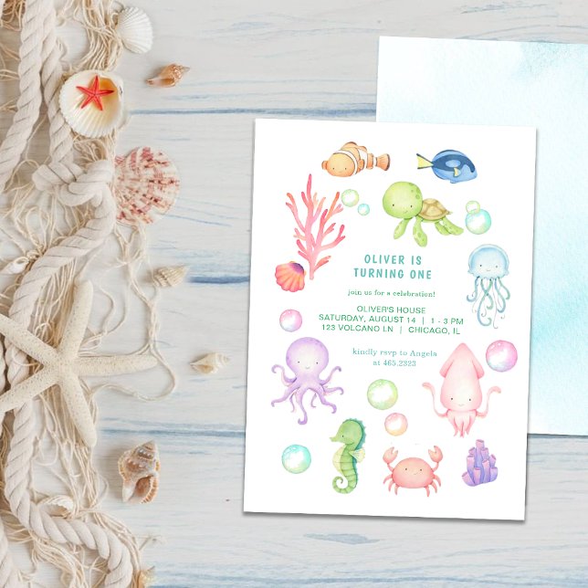 Cute sea ​​world Birthday Party Invitation (Creator Uploaded)