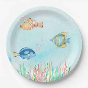 Cute sea world Birthday Party  Paper Plate