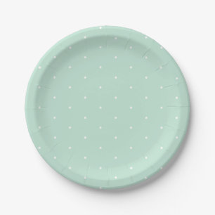 Cute seafoam mint green tiny polka dots elegant paper plate