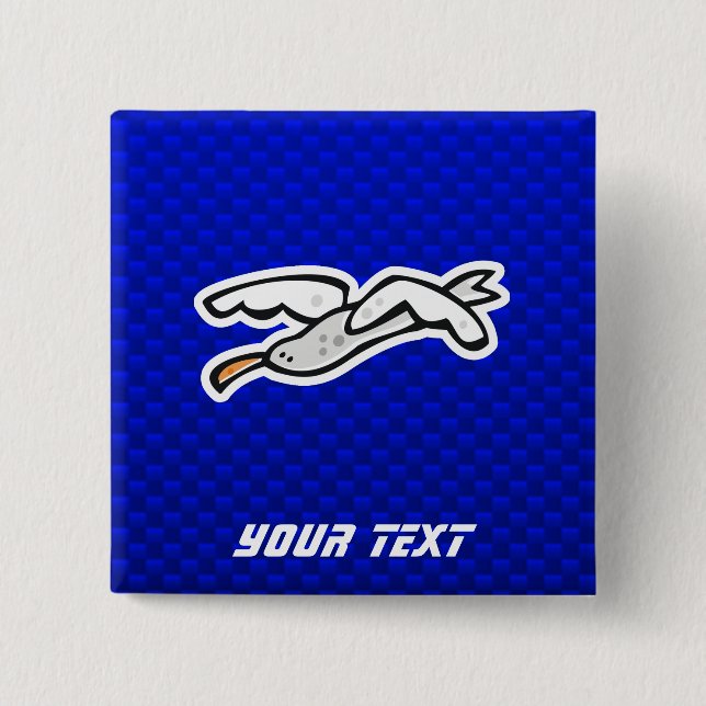 Cute Seagull; Blue 15 Cm Square Badge (Front)