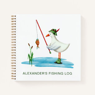 Cute Seagull Fishing Personalised Fishing Log Notebook