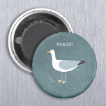 Cute Seagull Name Magnet<br><div class="desc">A cheeky seagull standing by the ocean. Perfect for those who love sassy birds and the coast.
Personalise by changing or removing the name.</div>