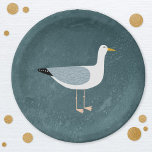Cute Seagull Nautical Paper Plate<br><div class="desc">A cheeky seagull standing by the deep green ocean.  Perfect for giving your celebration a nautical feel.  Original art by Nic Squirrell.</div>