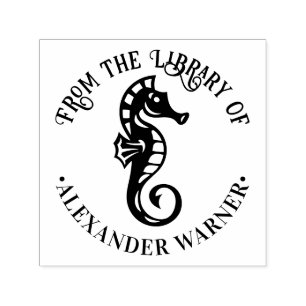 Cute Seahorse #4 Ocean Beach Theme Library Book Self-inking Stamp