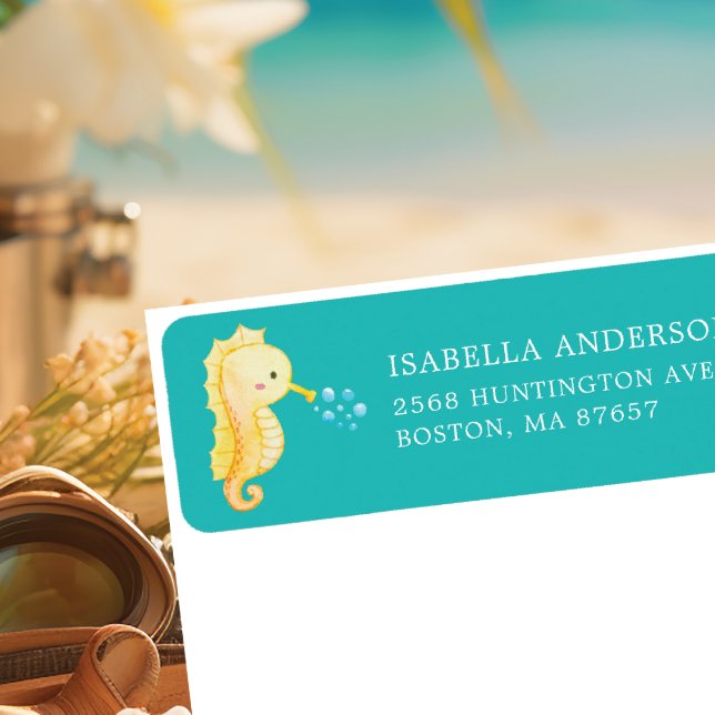 Cute Seahorse Baby Shower Address Label (Creator Uploaded)