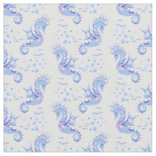 Cute Seahorse Blue White Purple Pattern Fabric