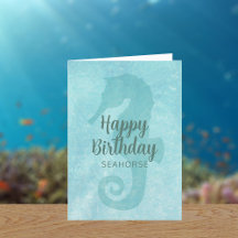 Cute Seahorse Happy Birthday Card