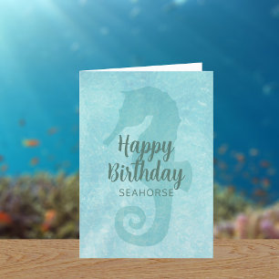 Cute Seahorse Happy Birthday Card