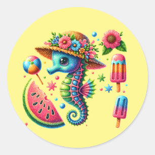 Cute seahorse lovers seahorse  classic round sticker