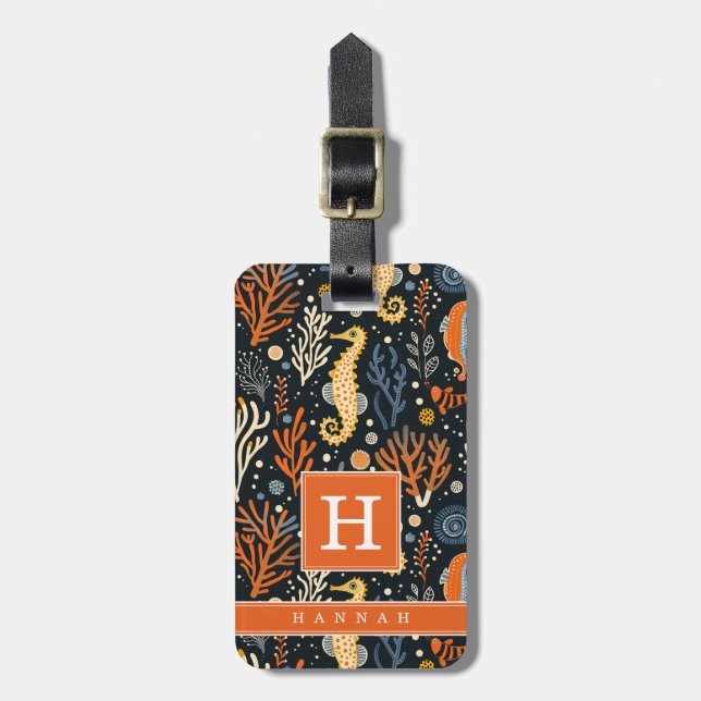 Cute Seahorse Luggage Tag (Front Vertical)