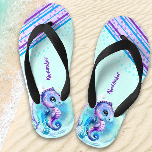 Cute Seahorse Personalized Boys' Kid's Jandals