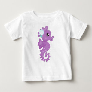 Cute Seahorse, Purple Seahorse, Starfish, Seashell Baby T-Shirt