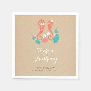 Cute Seahorses Beach Wedding Paper Napkins