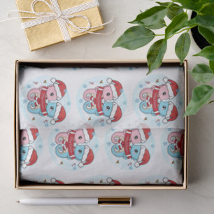 Cute Seahorses Christmas Tissue Paper