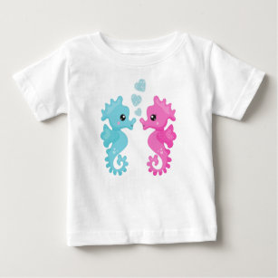 Cute Seahorses, Pink Seahorse, Blue Seahorse, Love Baby T-Shirt