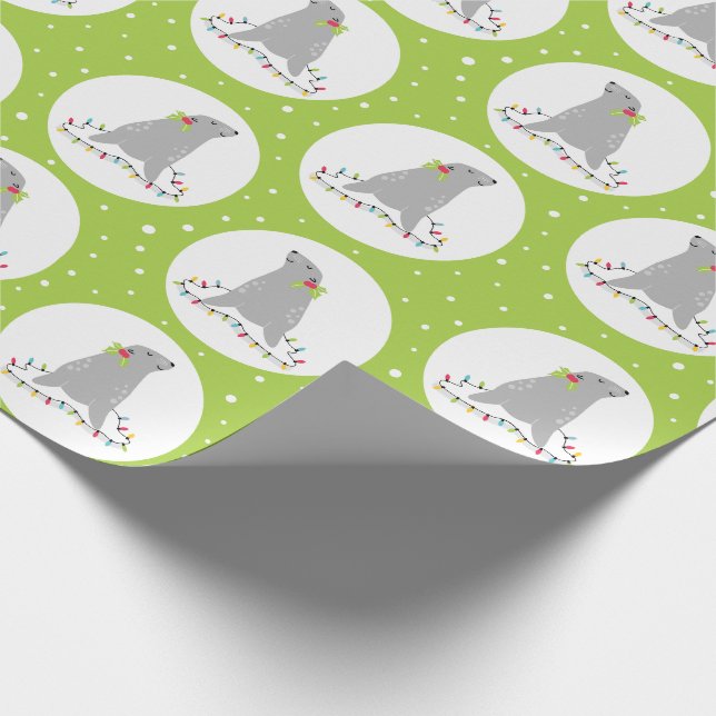 Cute Seal Christmas Wrapping Paper (Corner)