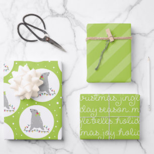 Cute Seal Christmas Wrapping Paper Sheets