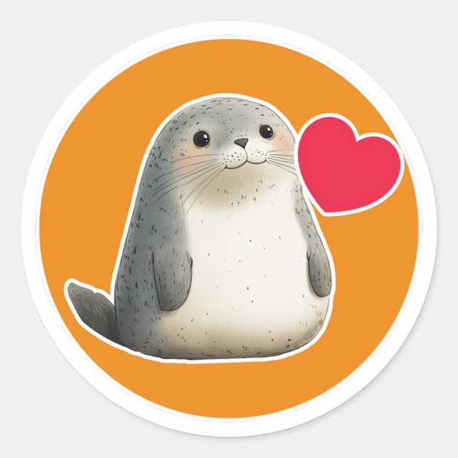 Cute Seal Classic Round Sticker (Front)