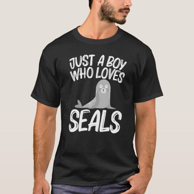 Cute Seal For Boys Kids Sea Lion Zoo Animal T-Shirt (Front)
