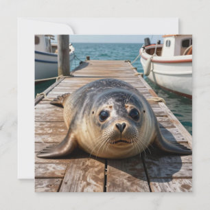 Cute Seal Laying on Boat Dock Ocean Pier