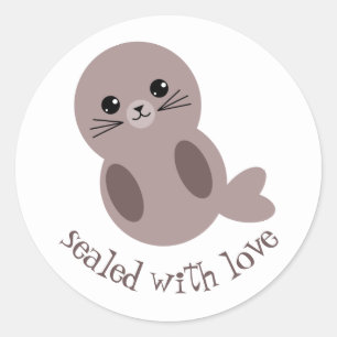 Cute Seal, Sealed with Love Classic Round Sticker