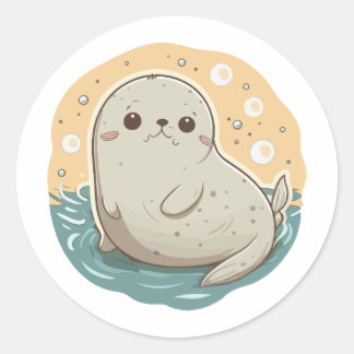 cute seal sticker cartoon style