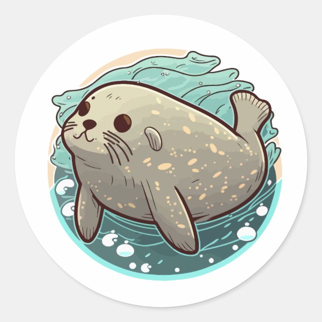 cute seal sticker cartoon style (Front)