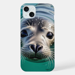 Cute Seal Sticking Head out of Water iPhone 15 Plus Case