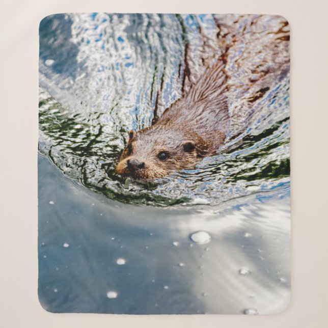 CUTE SEAL SWIMMING SHERPA BLANKET (Front)