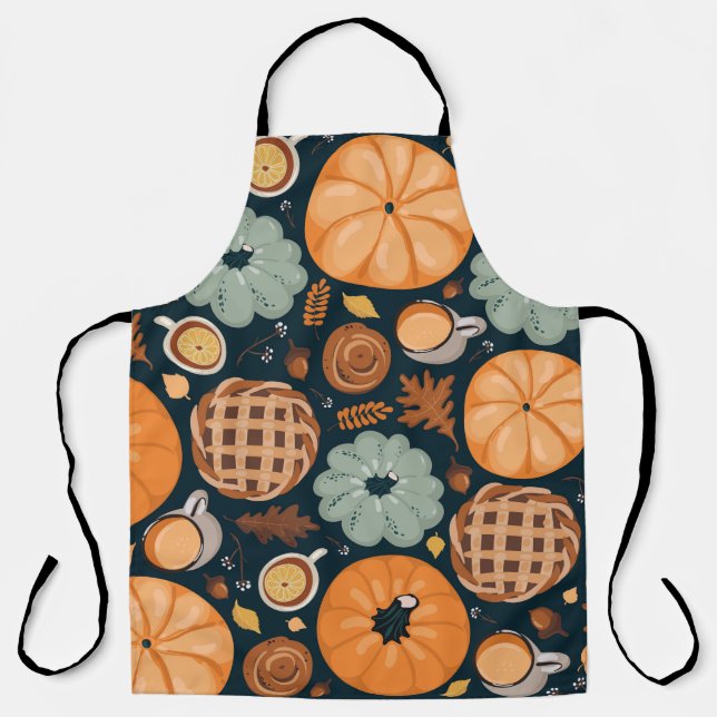Cute seamless autumn pattern background apron (Front)