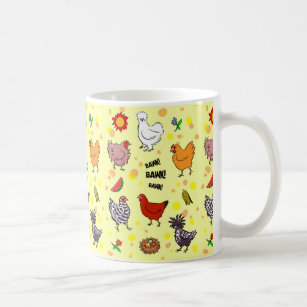 Cute seamless chickens pattern cartoon coffee mug