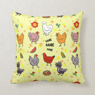 Cute seamless chickens pattern cartoon cushion