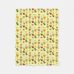 Cute seamless chickens pattern cartoon fleece blanket