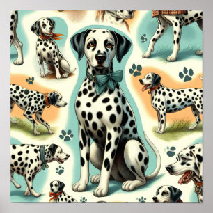 Cute Seamless Dalmatian Poster