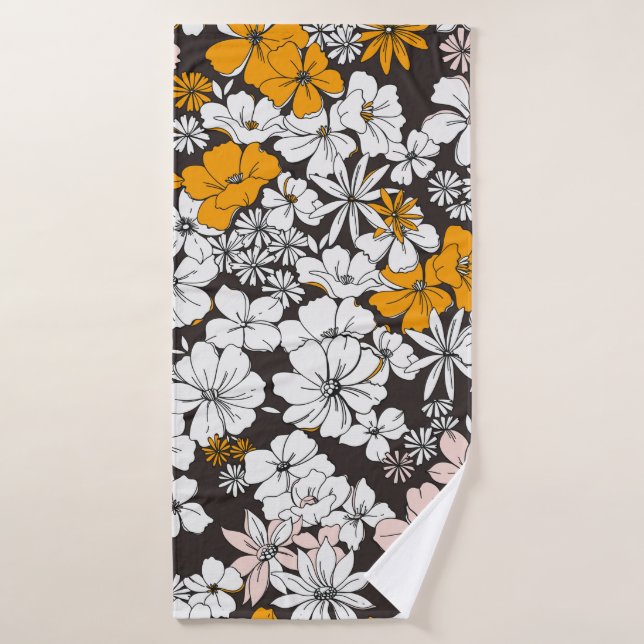 Cute Seamless Ditsy Floral Pattern. Colourful flow Bath Towel (Bath Towel)