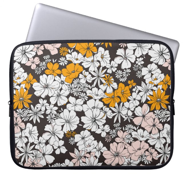 Cute Seamless Ditsy Floral Pattern. Colourful flow Laptop Sleeve (Front)