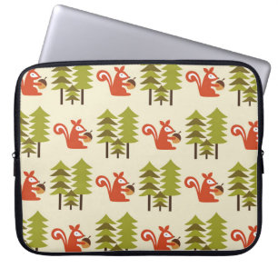 cute seamless forest pattern design. Vintage illus Laptop Sleeve
