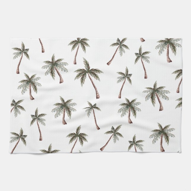 Cute Seamless Palm Trees Pattern, Summer Gift Tea Towel (Horizontal)