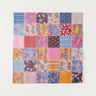Cute seamless patchwork pattern tapestry