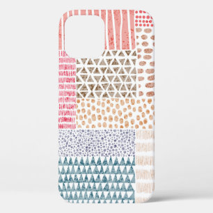Cute seamless pattern in patchwork style. Simple d iPhone 12 Case