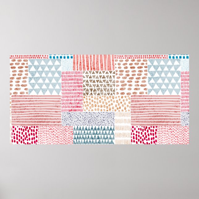 Cute seamless pattern in patchwork style. Simple d Poster (Front)